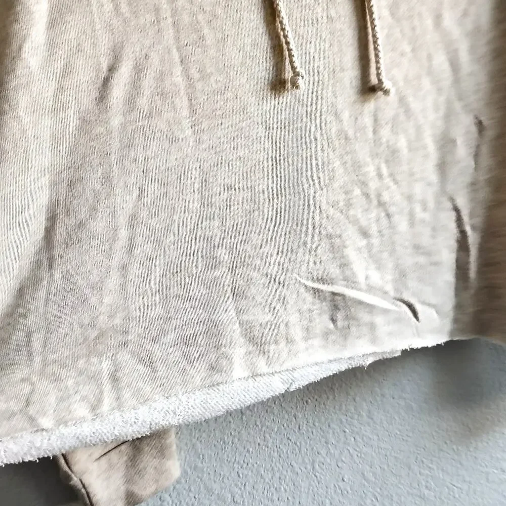 Free People Movement Medium Beige Crop Hoodie Sweatshirt Dynamite Embroidery NEW